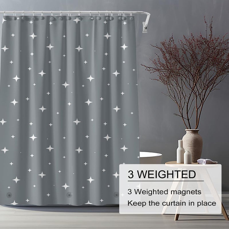 TIKABC Shower Curtain Liner, 4G PEVA Shower Liner, Plastic Waterproof Shower Curtains, with Grommet Holes and 3 Magnetic Weights(Dreamy Grey) - Image 4